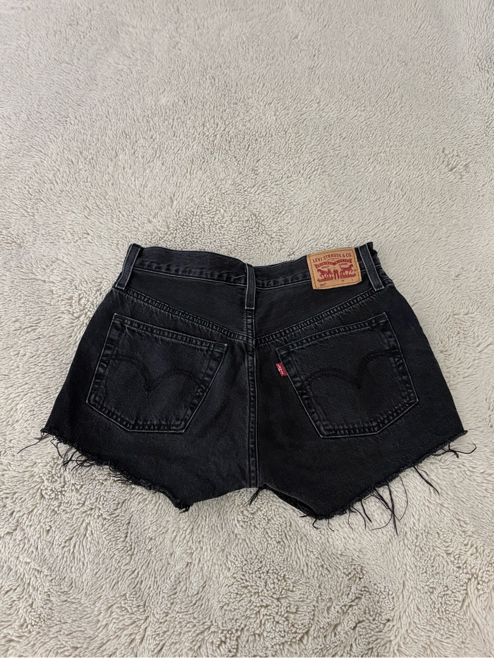 Levi's Black Raw-Hem Denim Cutoff Shorts